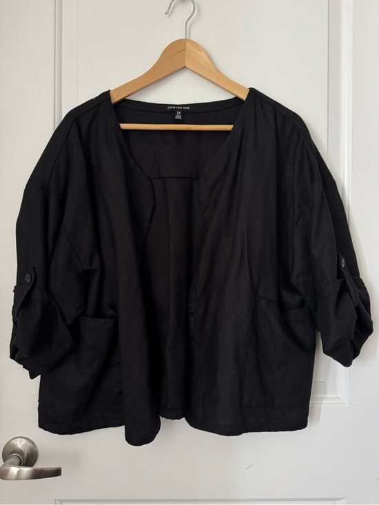 Jones New York Jackets & Blazers - Jones New York Black Linen Open Blazer with pockets, size 1x
